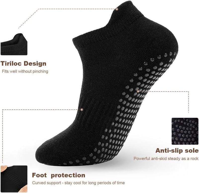 kepiibi 5 Pairs Pilates Socks with Grips for Women Non Slip Grip Yoga Crew Socks for Barre Hospital Barefoot Workout - Image 2